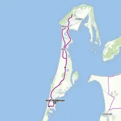 Karte einer Hiddensee Fahrradtour von Kloster über Vitte nach Grieben.