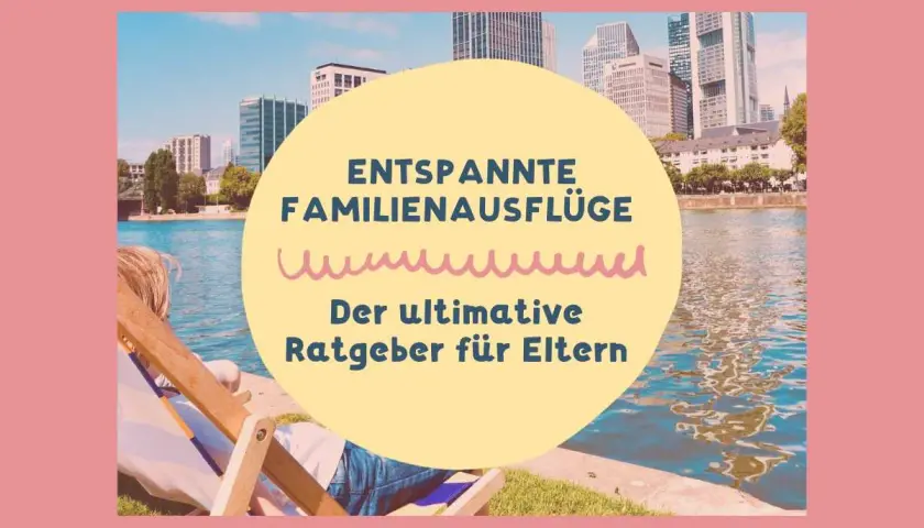 Entspannte Familienausflüge in Deutschland: Ein Ratgeber für Eltern. Die Skyline einer Stadt spiegelt sich im Wasser, während jemand im Liegestuhl entspannt.
